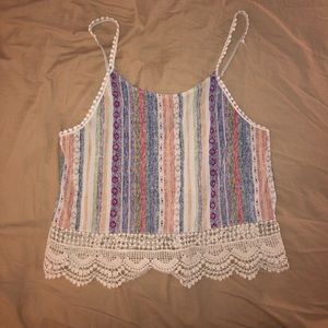 Multicolored crop top with adjustable straps